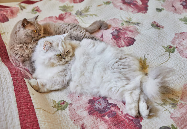 two-british-cats-longhaired-shorthaired-are-sitting-bed_117406-3089
